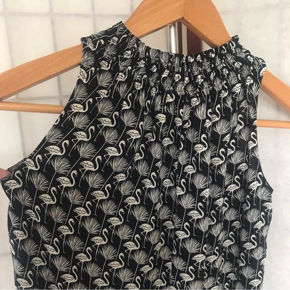 LOFT PETITE Black and White Flamingo Print Top Size XXSP - Picture 8 of 13
